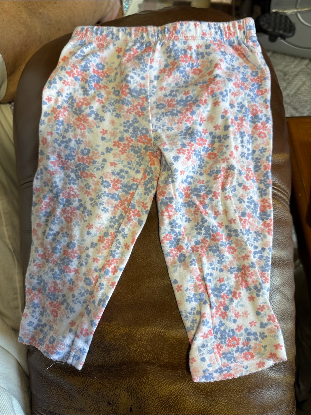 Carter's Floral Pajama Bottoms - Pink & Blue on White